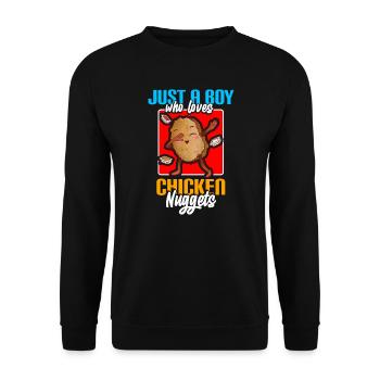 Just A Boy Who Loves Chicken Nuggets - Unisex Sweatshirt - black - Front - Alina (178cm) & Michal (187cm)