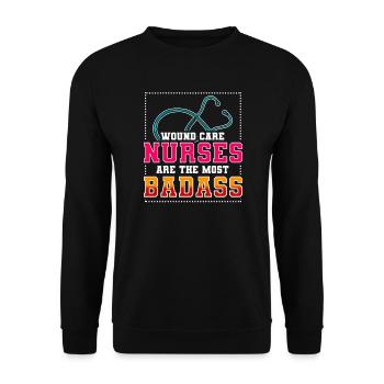 Wound Care Nurses are the most badass - Unisex Sweatshirt - black - Front - Alina (178cm) & Michal (187cm)