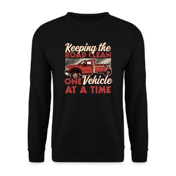 Keeping The Road Clean One Vehicle At A Time - Unisex Sweatshirt - black - Front - Alina (178cm) & Michal (187cm)