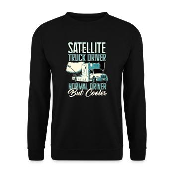 Satellite Truck Driver Normal Driver But Cooler - Unisex Sweatshirt - black - Front - Alina (178cm) & Michal (187cm)