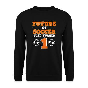 Avenir du football 1er anniversaire Joueur sportif - Sweat-shirt Unisexe - noir - Devant - Alina (178cm) & Michal (187cm)