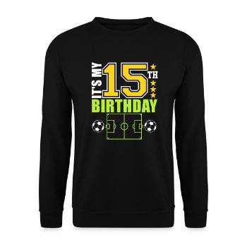 Joueur de football 15e anniversaire football - Sweat-shirt Unisexe - noir - Devant - Alina (178cm) & Michal (187cm)