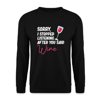 Après avoir dit amateurs de vin buveurs - Sweat-shirt Unisexe - noir - Devant - Alina (178cm) & Michal (187cm)