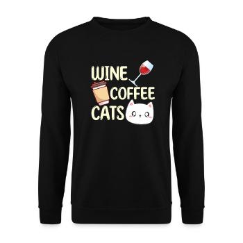 Wine Coffee Cats Drinking Lovers Drinkers - Unisex Sweatshirt - black - Front - Alina (178cm) & Michal (187cm)