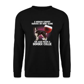 Une femme a besoin d’un buveur de vin amoureux des chiens buveurs - Sweat-shirt Unisexe - noir - Devant - Alina (178cm) & Michal (187cm)