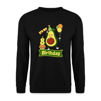 Avocado Lover 8th Birthday Guacamole Avocados - Unisex Sweatshirt - black - Front - Alina (178cm) & Michal (187cm)