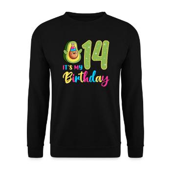 Avocado lover 14th birthday guacamole - Unisex Sweatshirt - black - Front - Alina (178cm) & Michal (187cm)
