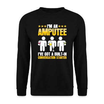 Ich Bin Ein Amputierter Bein Arm Prothese Beined - Unisex Pullover - Schwarz - Vorne - Alina (178cm) & Michal (187cm)