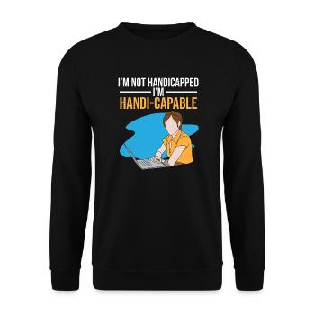 Prothèse de bras amputée Je suis Handi-capable - Sweat-shirt Unisexe - noir - Devant - Alina (178cm) & Michal (187cm)