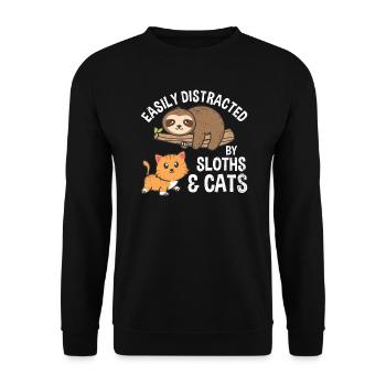 Abgelenkt Von Faultieren Und Katzen Niedliche - Unisex Pullover - Schwarz - Vorne - Alina (178cm) & Michal (187cm)