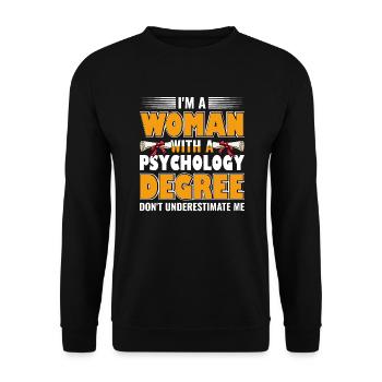 Femme diplômée en psychologie Psychologue scolaire - Sweat-shirt Unisexe - noir - Devant - Alina (178cm) & Michal (187cm)
