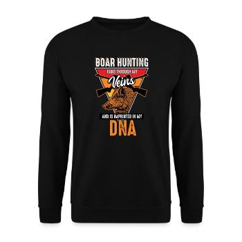 Boar Hunting - Runs Through My Veins - Unisex Sweatshirt - black - Front - Alina (178cm) & Michal (187cm)