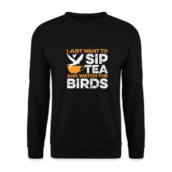 Sirotez du thé Regarder les oiseaux Chai Buveur de thé Amateurs de thé - Sweat-shirt Unisexe - noir - Devant - Alina (178cm) & Michal (187cm)