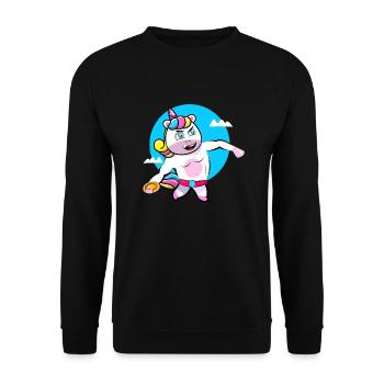 Discus Thrower Unicorn BG - Unisex Sweatshirt - black - Front - Alina (178cm) & Michal (187cm)