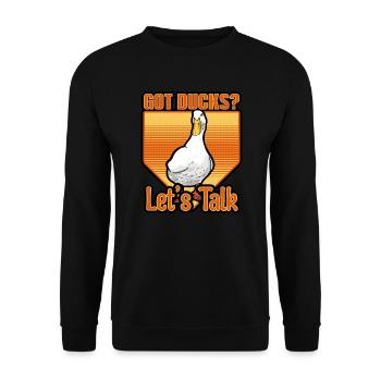 Ducks - Got Ducks Let's Talk - Unisex Sweatshirt - black - Front - Alina (178cm) & Michal (187cm)