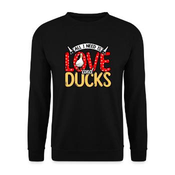 Ducks - All I Need Is Love And Ducks - Unisex Sweatshirt - black - Front - Alina (178cm) & Michal (187cm)