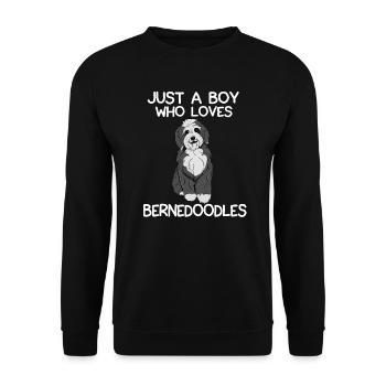 Just A Boy Who Loves Bernedoodles - Unisex Sweatshirt - black - Front - Alina (178cm) & Michal (187cm)