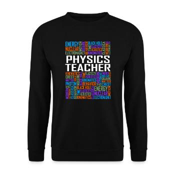 Physics Teacher Words - Unisex Sweatshirt - black - Front - Alina (178cm) & Michal (187cm)