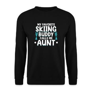Skiing Buddy m’appelle Tante Ski Snow - Sweat-shirt Unisexe - noir - Devant - Alina (178cm) & Michal (187cm)