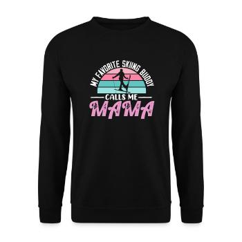 Skiing Buddy m’appelle Mama Ski Snow - Sweat-shirt Unisexe - noir - Devant - Alina (178cm) & Michal (187cm)