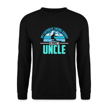 Skifahren Buddy Calls Me Onkel Ski Schnee - Unisex Pullover - Schwarz - Vorne - Alina (178cm) & Michal (187cm)
