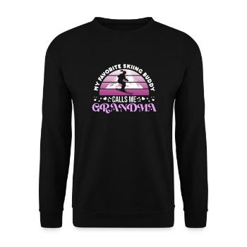 Skiing Buddy m’appelle Grand-mère Ski Neige - Sweat-shirt Unisexe - noir - Devant - Alina (178cm) & Michal (187cm)