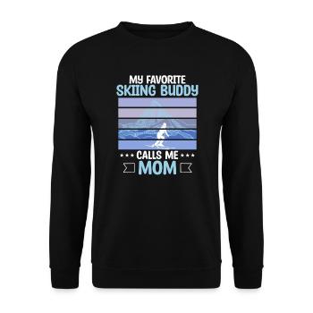 Skiing Buddy m’appelle Maman Ski Skieurs sur neige - Sweat-shirt Unisexe - noir - Devant - Alina (178cm) & Michal (187cm)