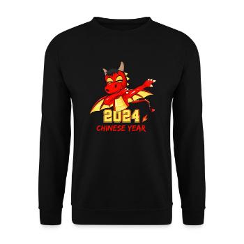Chinese Year 2024 - Dabbing Dragon - Unisex Sweatshirt - black - Front - Alina (178cm) & Michal (187cm)