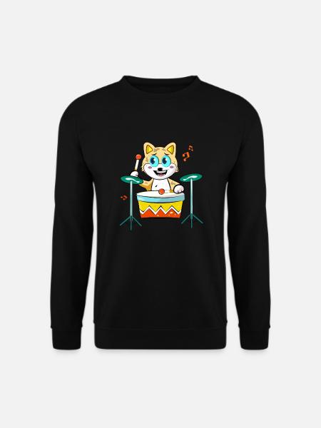Cat Playing Drums - Unisex Sweatshirt - black