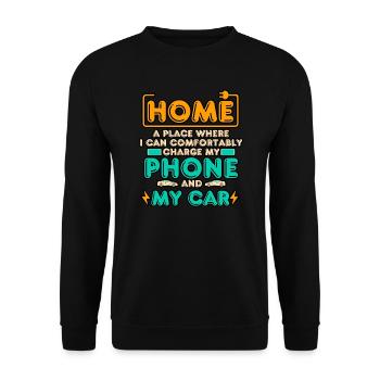 Electric Vehicle - Home A Place Where I Can Charge - Unisex Sweatshirt - black - Front - Alina (178cm) & Michal (187cm)
