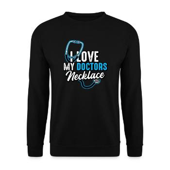 Doctor I Love My Doctor s Necklace - Unisex Sweatshirt - black - Front - Alina (178cm) & Michal (187cm)