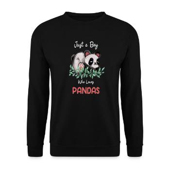 Just A Boy Who Loves Pandas - Unisex Sweatshirt - black - Front - Alina (178cm) & Michal (187cm)