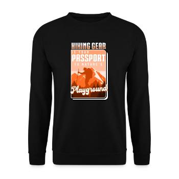 Hiking Gear Is Your Passport To Natures Playground - Unisex Sweatshirt - black - Front - Alina (178cm) & Michal (187cm)