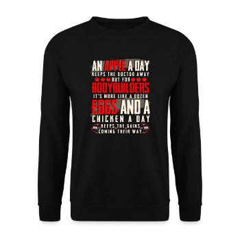 An Apple A Day Keeps The Doctor Away - Unisex Sweatshirt - black - Front - Alina (178cm) & Michal (187cm)