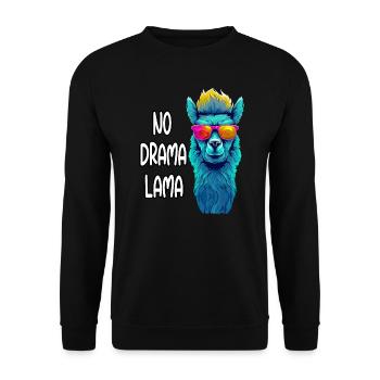 Cool llama with sunglasses Neon No Drama Alpaca - Unisex Sweatshirt - black - Front - Alina (178cm) & Michal (187cm)