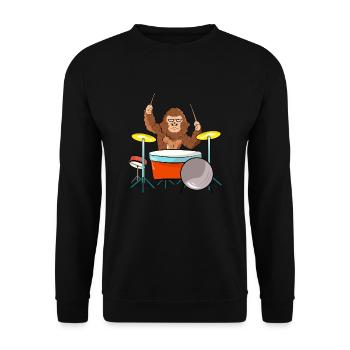 Bigfoot Playing Drums - Unisex Sweatshirt - black - Front - Alina (178cm) & Michal (187cm)