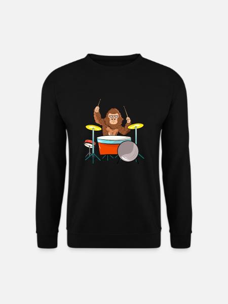 Bigfoot Playing Drums - Unisex Sweatshirt - black
