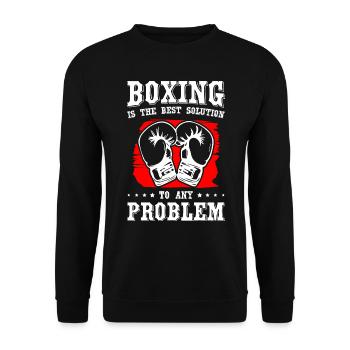 La boxe est la meilleure solution à n’importe quel problème - Sweat-shirt Unisexe - noir - Devant - Alina (178cm) & Michal (187cm)
