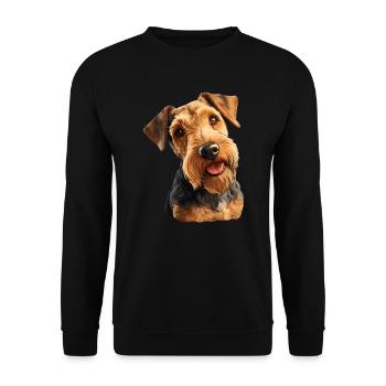 Welsh Terrier - Unisex Sweatshirt - black - Front - Alina (178cm) & Michal (187cm)