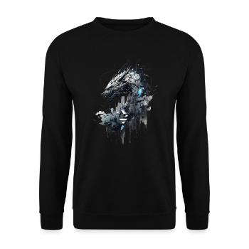 Mecha Tier Tiger Wolf Fuchs Pferd Cyborg - Unisex Pullover - Schwarz - Vorne - Alina (178cm) & Michal (187cm)