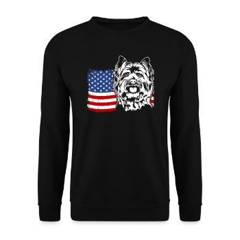 Cairn Terrier US Amérique Drapeau Chiens Chien Wilsigns - Sweat-shirt Unisexe - noir - Devant - Alina (178cm) & Michal (187cm)