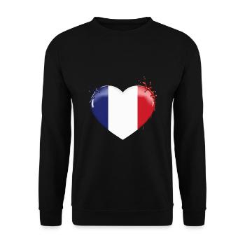 DRAPEAU DE LA FRANCE DRAPEAU COEUR FRANCE - Sweat-shirt Unisexe - noir - Devant - Alina (178cm) & Michal (187cm)