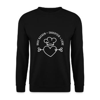 Brot Backen mit Sauerteig und Liebe - Unisex Pullover - Schwarz - Vorne - Alina (178cm) & Michal (187cm)