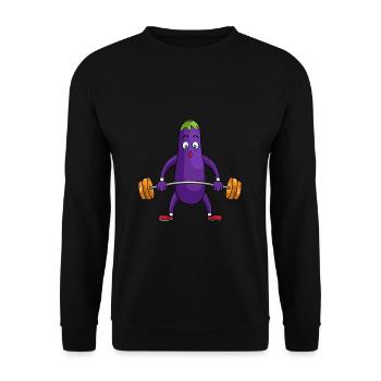 Aubergine Gemüse Gesund Geschenk Gewichte heben - Unisex Pullover - Schwarz - Vorne - Alina (178cm) & Michal (187cm)