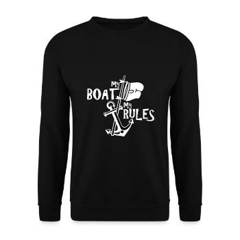 MY BOAT MY RULES CAPTAIN - Unisex Sweatshirt - black - Front - Alina (178cm) & Michal (187cm)