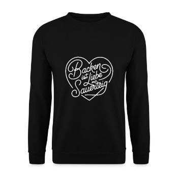 Brot Backen mit Sauerteig und Liebe - Unisex Pullover - Schwarz - Vorne - Alina (178cm) & Michal (187cm)