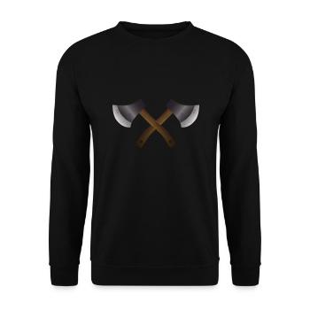 Axtwurf Doppelaxt Axt Holzfäller Beil - Unisex Pullover - Schwarz - Vorne - Alina (178cm) & Michal (187cm)