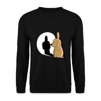 Hund Spiegel Schatten Mittelfinger Geschenk lustig - Unisex Pullover - Schwarz - Vorne - Alina (178cm) & Michal (187cm)