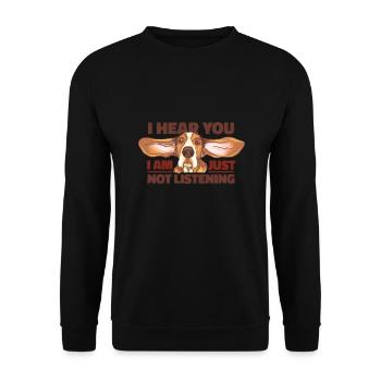 Lustige Basset Hound Hund - Unisex Pullover - Schwarz - Vorne - Alina (178cm) & Michal (187cm)