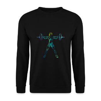 Fitness Girl - bleu pendant l'entraînement avec haltère - Sweat-shirt Unisexe - noir - Devant - Alina (178cm) & Michal (187cm)